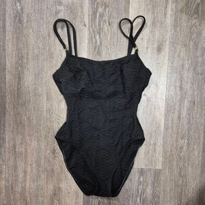 Women's La Blanca Black Textured One Piece Swimsuit Size 10